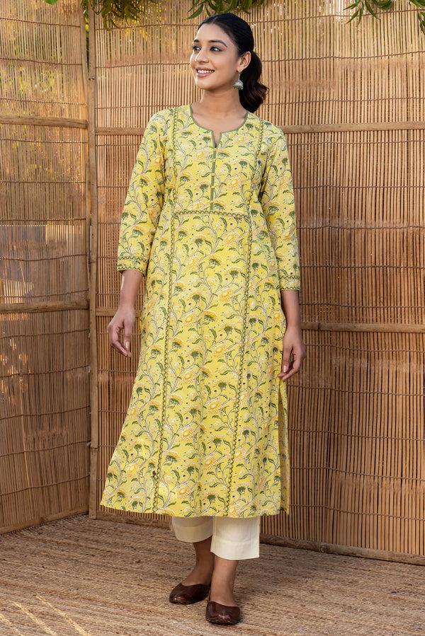 Yellow Sevanti Straight Kurta