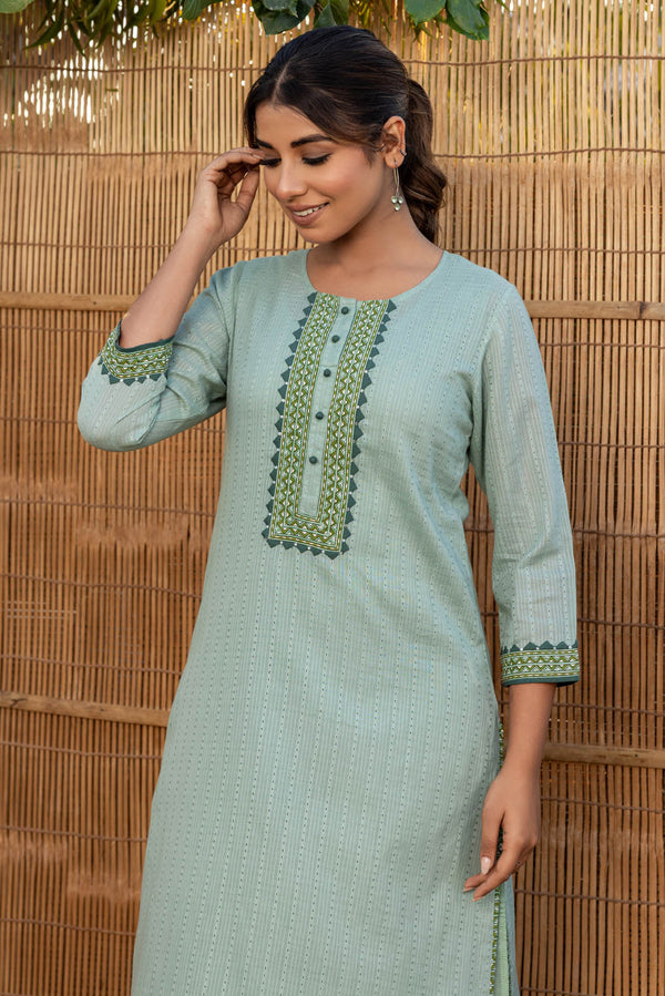 Sage Applique Kurta