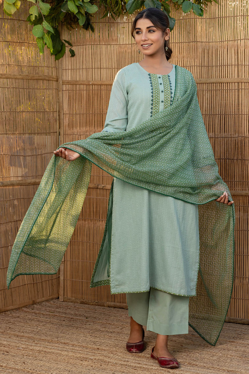 Sage Applique Kurta