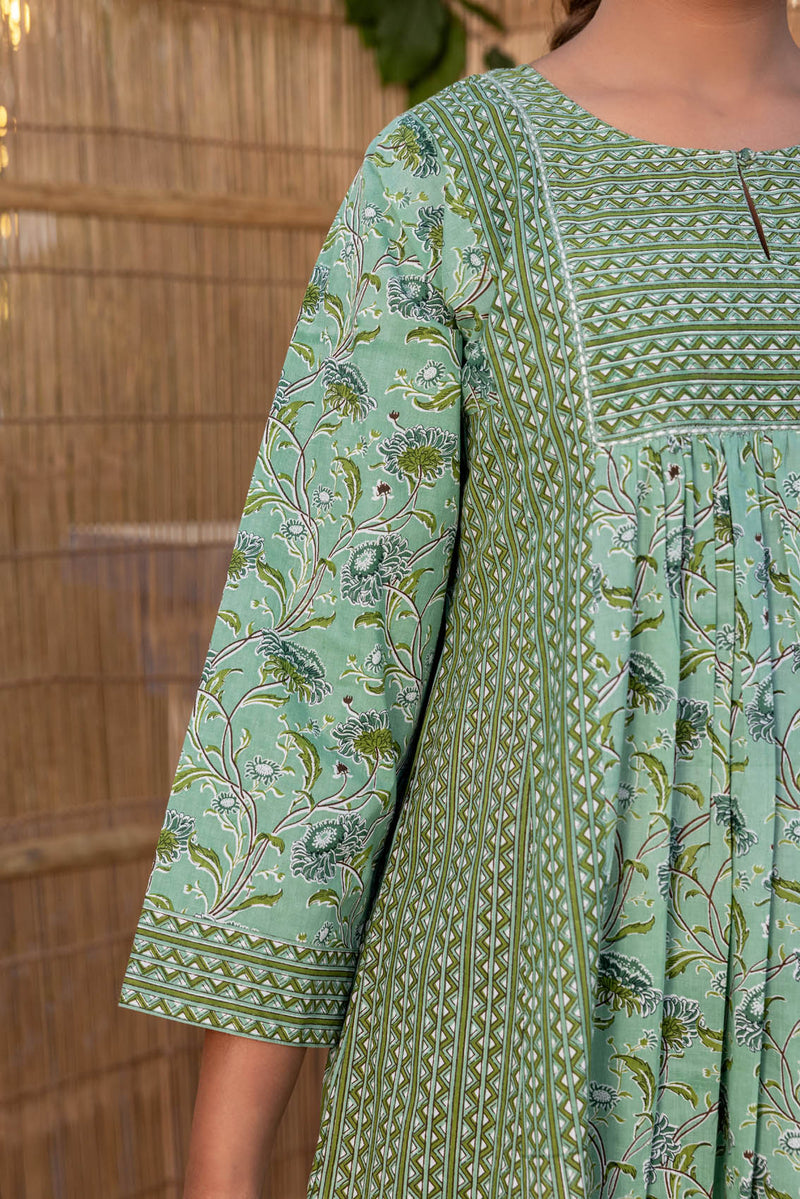 Green Zigzag Kurta