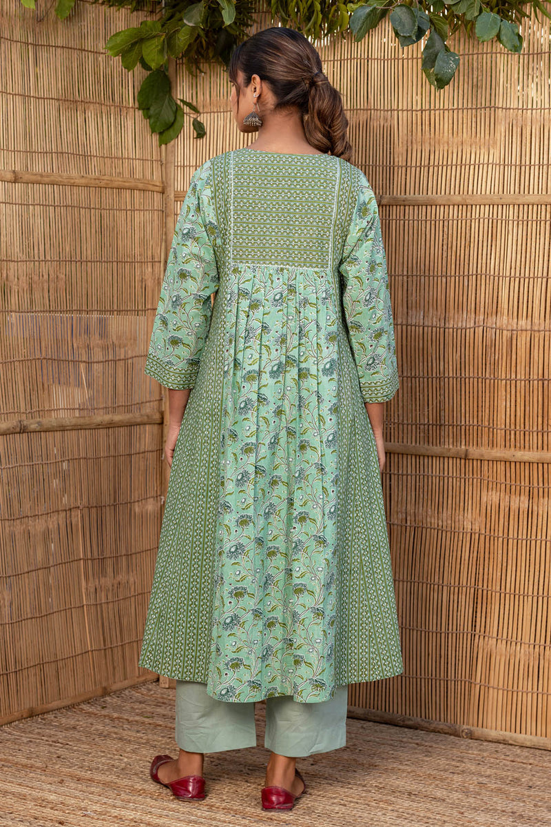 Green Zigzag Kurta