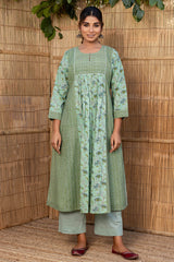 Green Zigzag Kurta