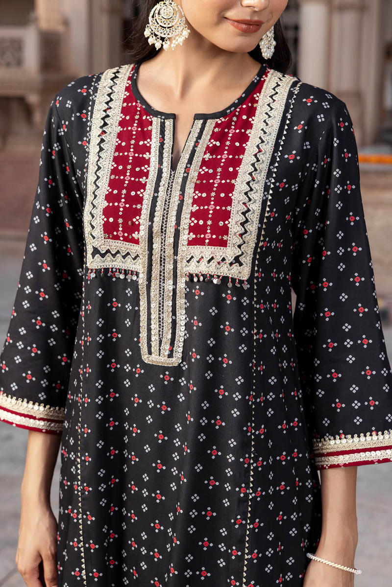 Black Chaubundi Kurta