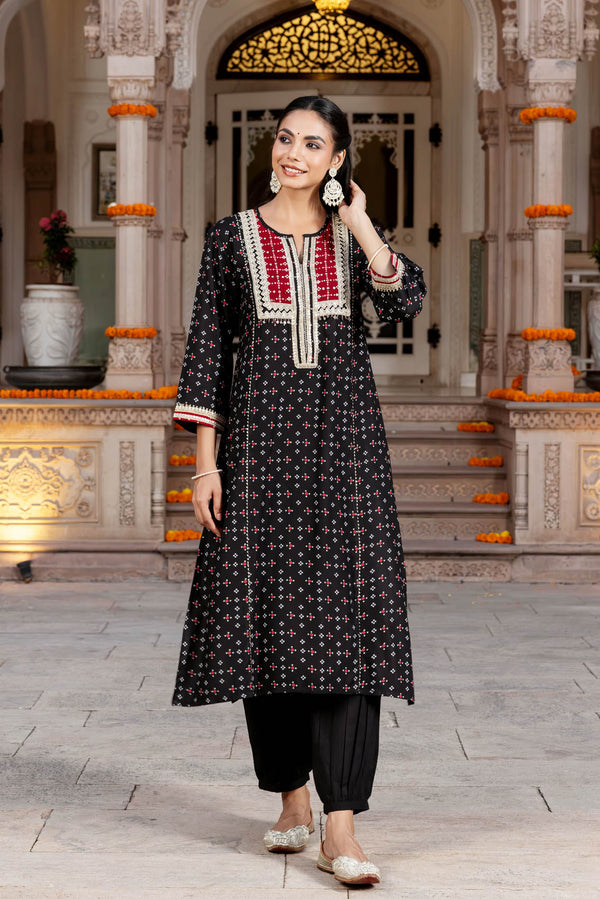 Black Chaubundi Kurta