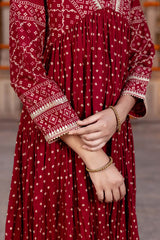 Red Chaubundi Kurta