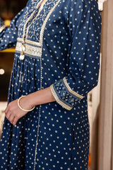 Neelambar Bandhej Kurta