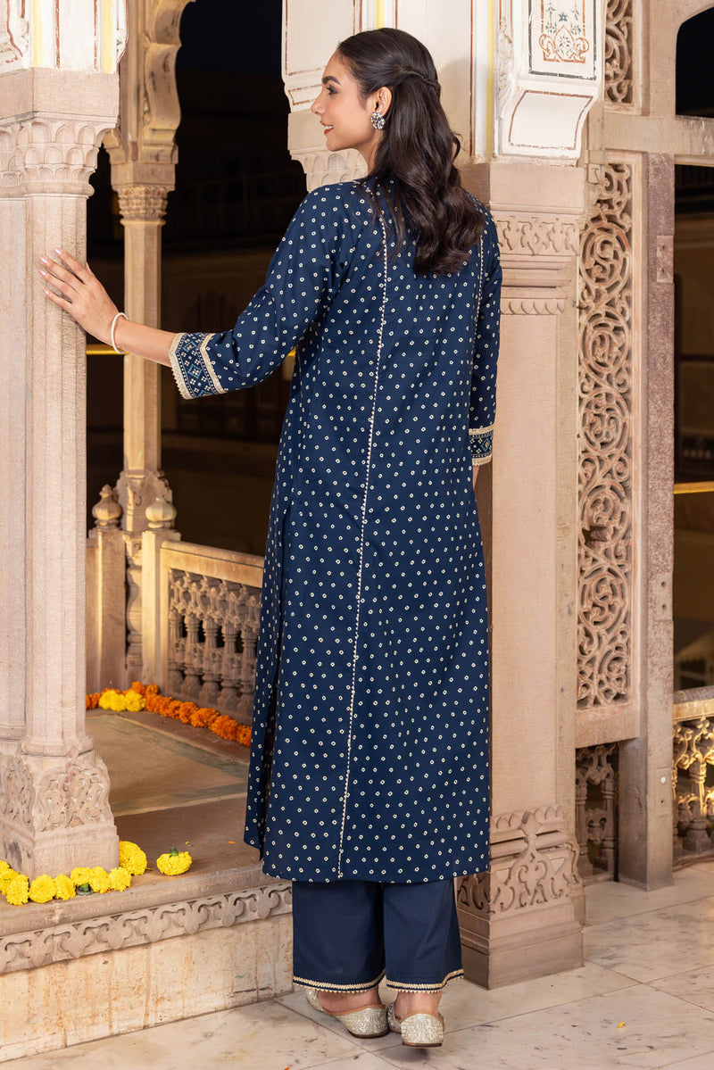 Neelambar Bandhej Kurta