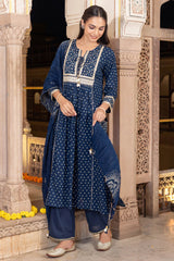 Neelambar Bandhej Kurta