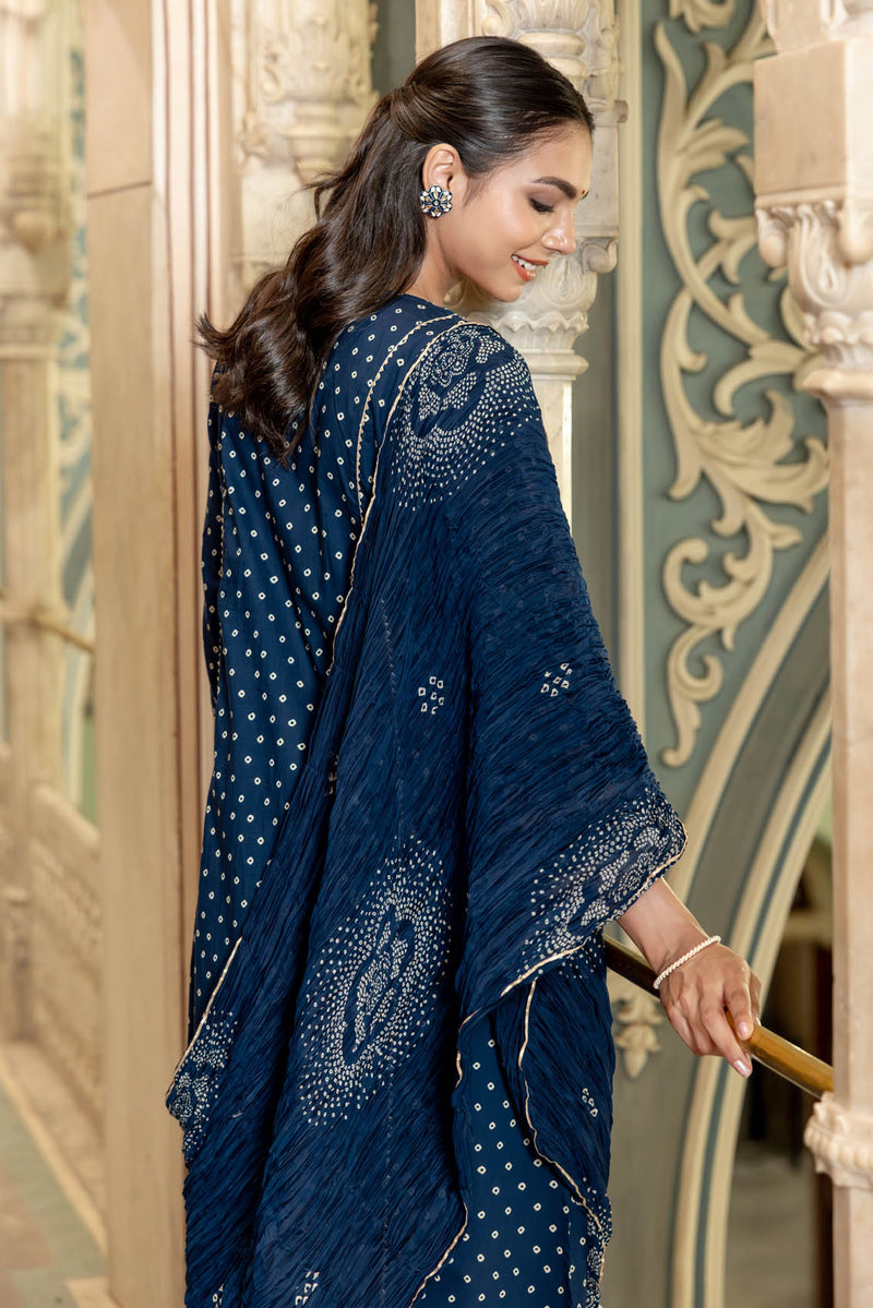 Neelambar Bandhej Kurta