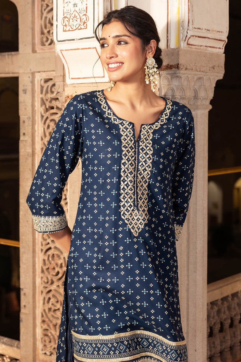 Blue Chaubundi Kurti