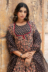 Bagru Anarkali Kurta