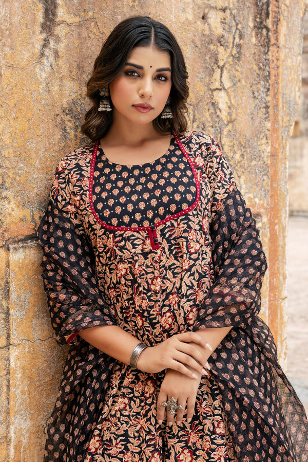 Bagru Anarkali Kurta