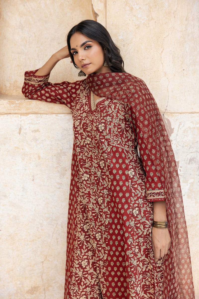 Bagru Kalidar Kurta