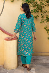 Teal Flame Kurta