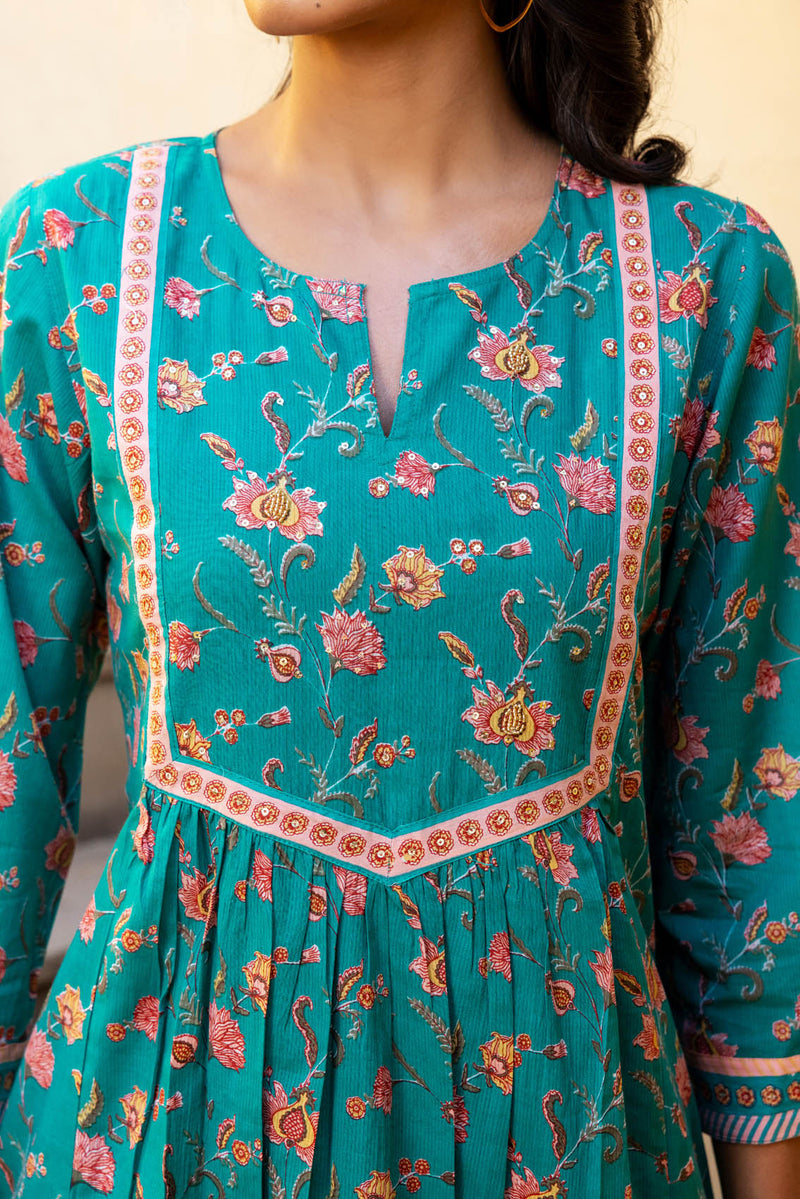 Teal Salli Kurta