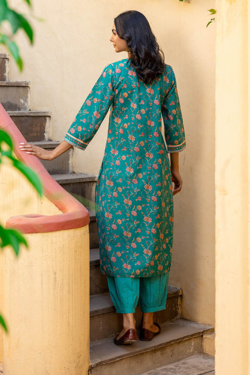 Teal Salli Kurta