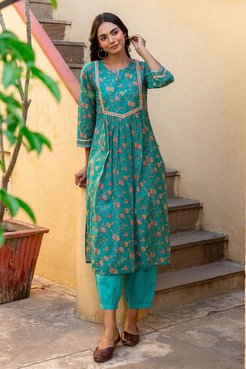 Teal Salli Kurta