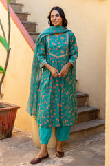 Teal Salli Kurta
