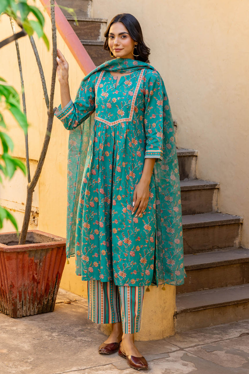 Teal Salli Kurta