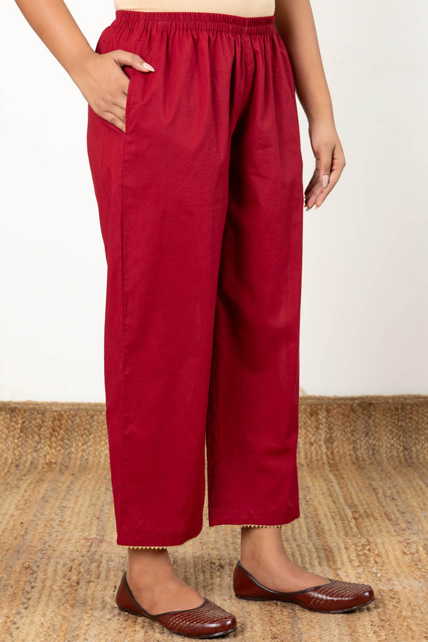 Red Relaxed Trousers