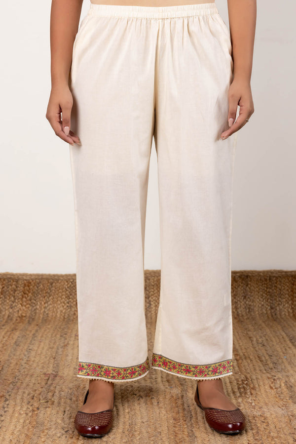 Cream Border Trousers