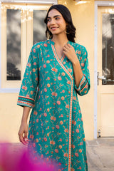 Teal Angarkha Kurta