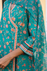 Teal Angarkha Kurta