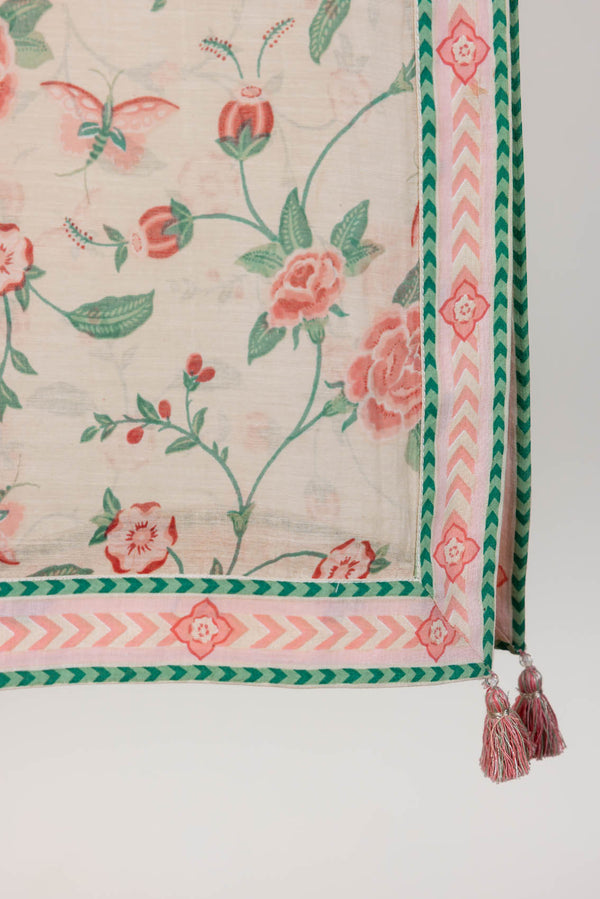 Cream Gulab Bagh Dupatta