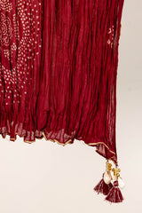 Red Crushed Cotton Chanderi Dupatta
