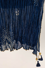 Navy Blue Cotton Chanderi Dupatta
