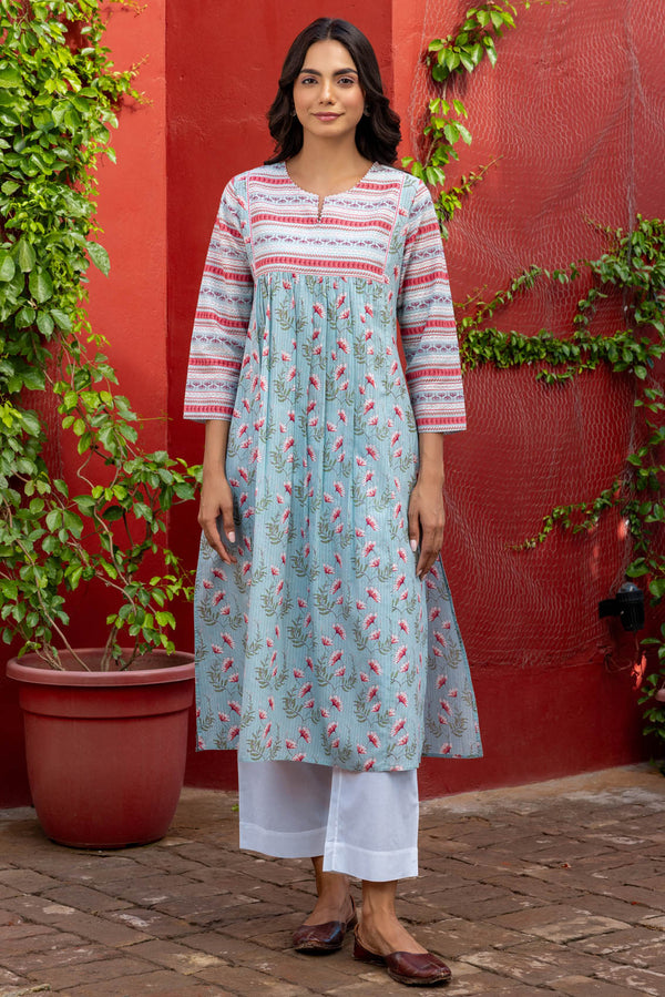 Blue Yoke Kurta