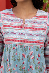 Blue Yoke Kurta