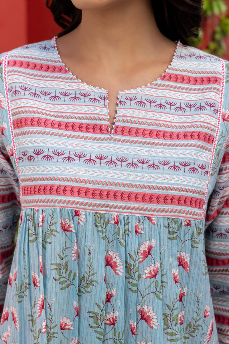 Blue Yoke Kurta