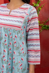 Blue Yoke Kurta