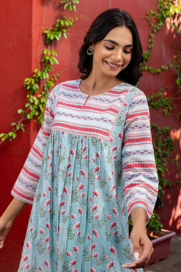 Blue Yoke Kurta