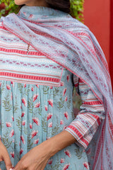 Blue Yoke Kurta
