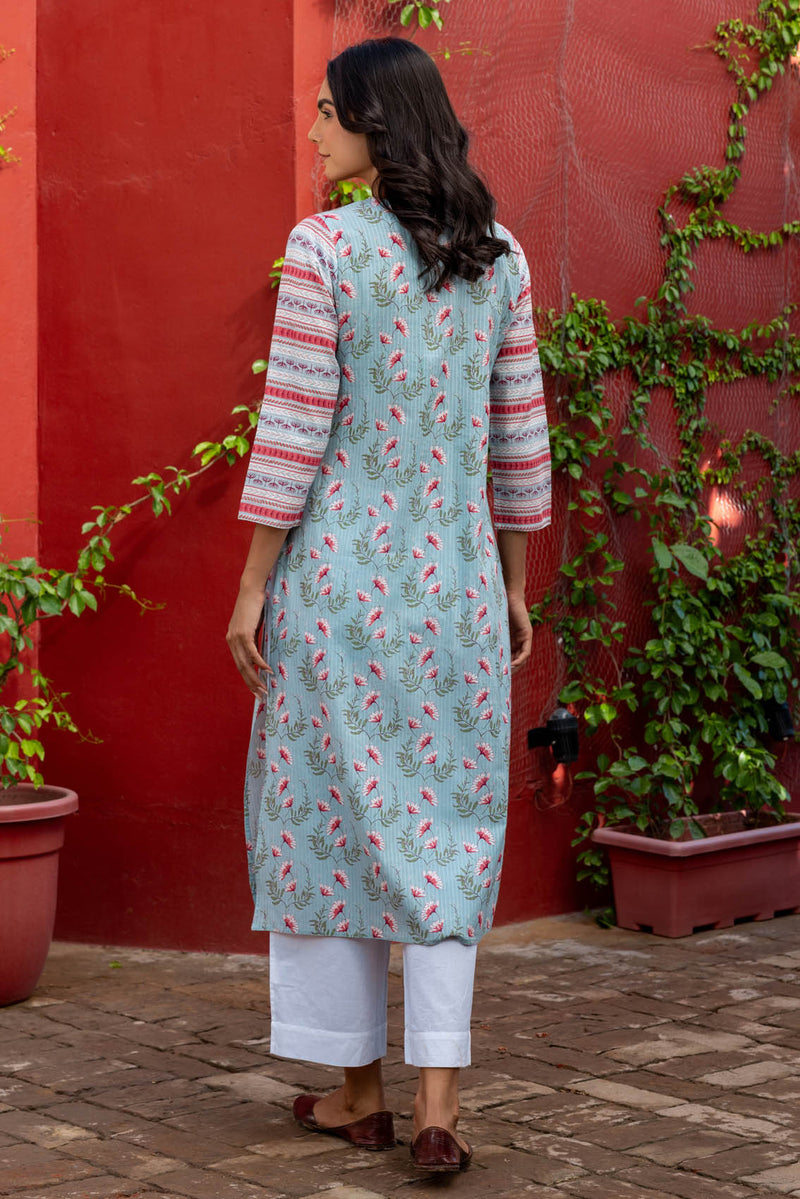 Blue Yoke Kurta