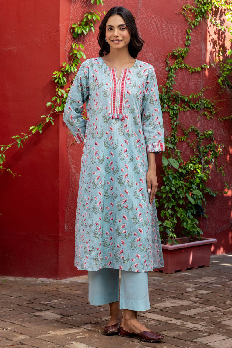 Blue Kalidar Kurta