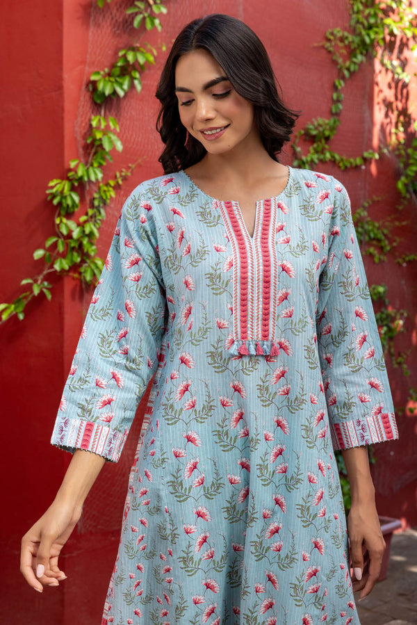 Blue Kalidar Kurta