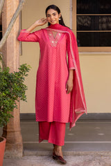 Pink Polka Embroidered Kurta