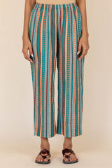 Teal Printed Trousers