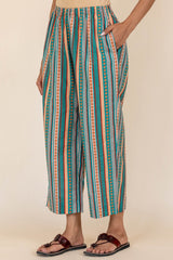 Teal Printed Trousers