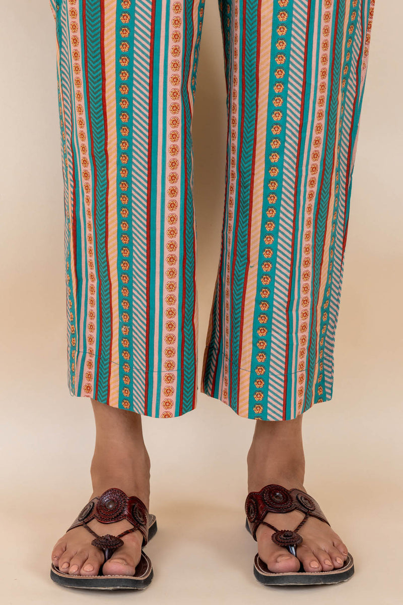 Teal Printed Trousers