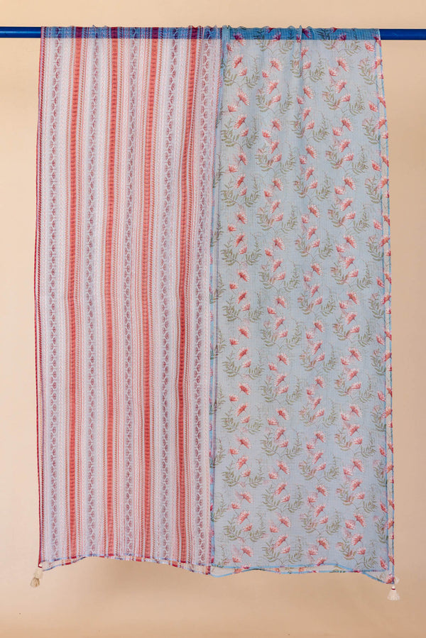 Blue Dual Print Dupatta