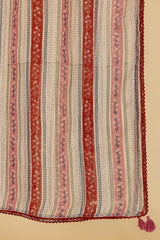 Rust Floral Border Doria Dupatta