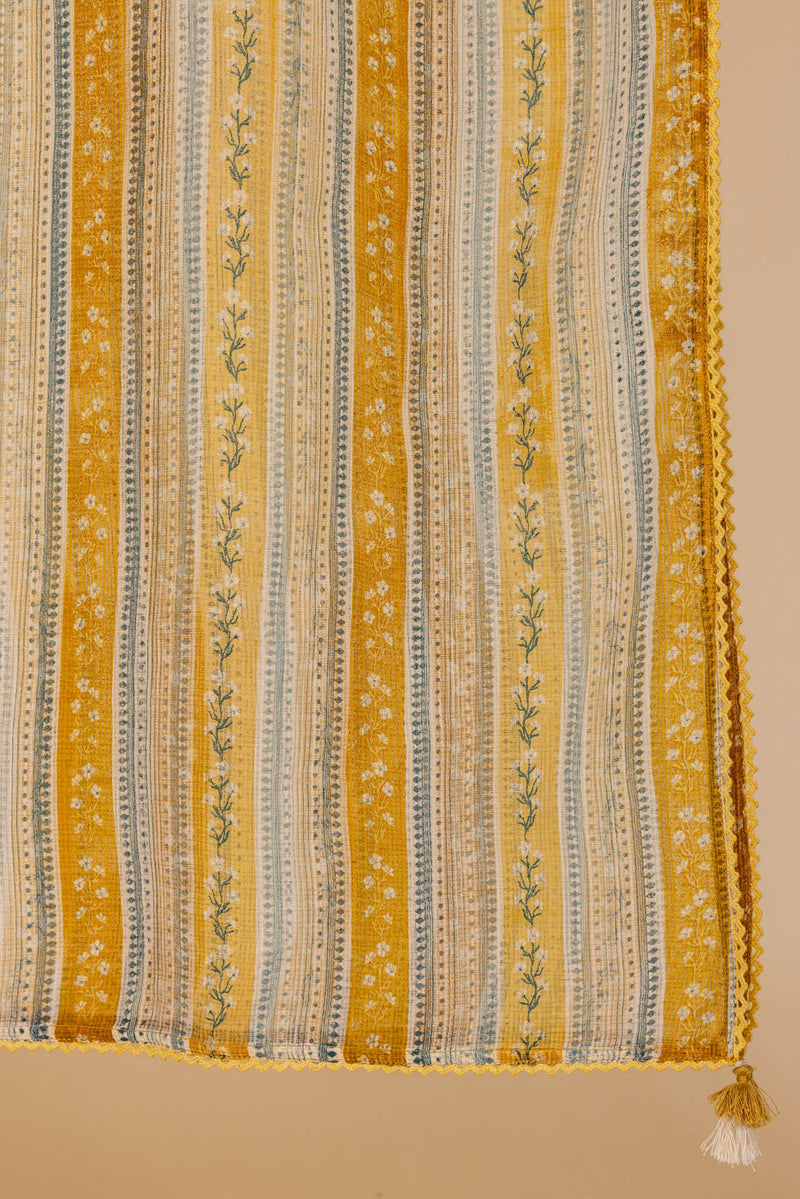 Yellow Floral Border Doria Dupatta