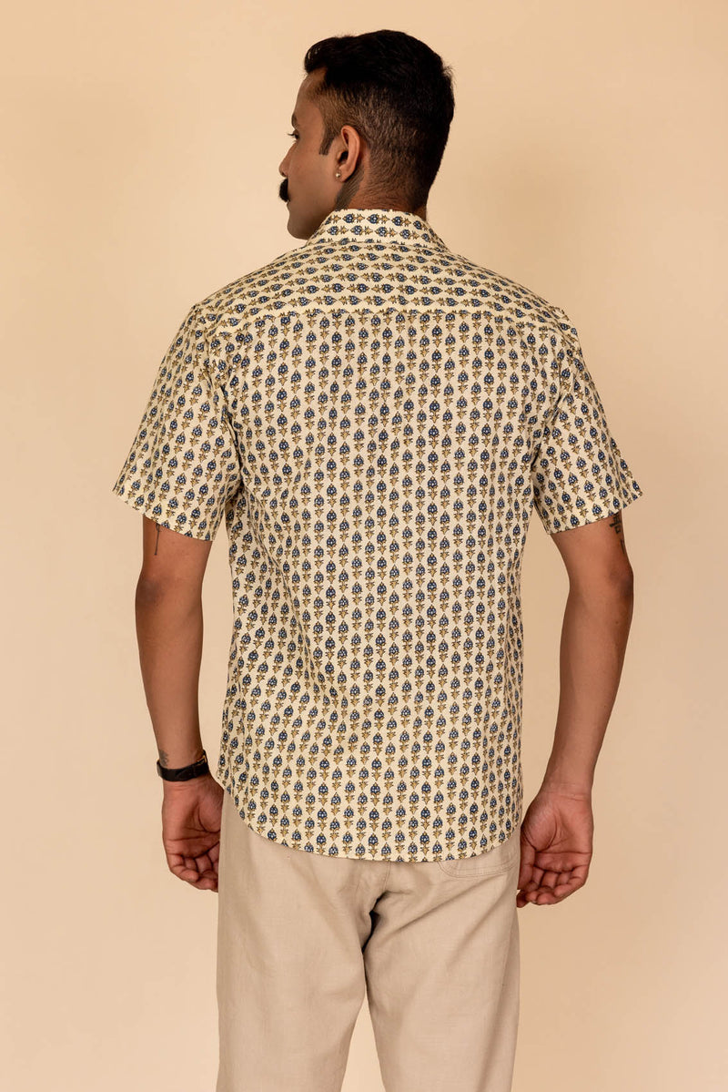 Cream Printed Cotton Shirt