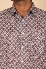 Grey Floral Printed Cotton Shirt
