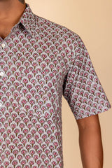 Grey Floral Printed Cotton Shirt