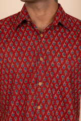 Bagru Red Cotton Shirt